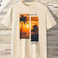 ราคา เสื้อยืดกีฬาแขนสั้นคอกลมลายต้นมะพร้าวสำหรับผู้ชาย สวมใส่และอเนกประสงค์ สไตล์ฤดูร้อน การสวมใส่ที่ (17592438489206)