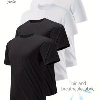 ราคา เสื้อยืดแขนสั้นสีพื้นผู้ชาย 4 ชิ้น, เบาและสำหรับกิจกรรมกลางแจ้งในฤดูร้อน (17592619528944)