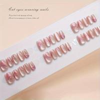 ราคา ปลายเล็บแมวตาเงือกไล่แสงสีชมพู 30 ชิ้น, เล็บกดสั้นหรูหราเบาๆ, รวมตะไบเล็บหนึ่งอันและกาวเจลหนึ่งอัน (17592661311153)