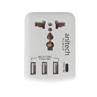 หัวแแปลงปลั๊กไฟ Anitech Adapter 3xUSB-A 15W/1xUSB-C 18W (H108UC) (8859221723104)