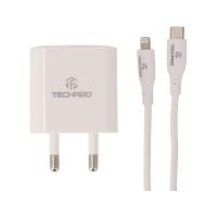 ราคา อะแดปเตอร์ TECHPRO Wall USB Charger 1 USB-C (PD20W) พร้อมสายชาร์จ USB-C to Lightning Cable 1M. White (8857899520094)