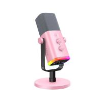 ไมโครโฟน Fifine AM8 USB Dynamic Mic BasedStand RGB Pink (5031192994698)