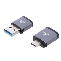 ตัวแปลง TECHPRO Adapter OTG USB-A Male to USB-C + USB-C Male to USB-A (3.0A) Female (2xPack) Black (