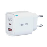 ราคา อะแดปเตอร์ Philips Wall Charger 1 USB-A / 1 USB-C 33W GaN White (TISI) (4895229140776)