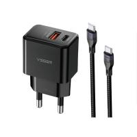 อะแดปเตอร์ VEGER Wall Charger 1 USB-A / 1 USB-C 20W พร้อมสายชาร์จ USB-C to USB-C 1 เมตร (88595319064