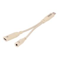 สายแปลง Blue Box CoreLine USB-C to 3.5mm + USB-C Fast Charge Converter Apricot (8858899935376)