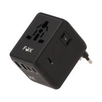 ราคา หัวแปลงปลั๊กไฟ FOX Universal Travel Adapter 20W Black (8854844990124)