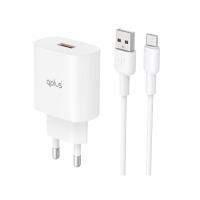 ราคา อะแดปเตอร์พร้อมสายชาร์จ QPLUS Wall USB Charger 1 USB-A (QC3.0A/18W) + USB-C Cable 1M. White (QA18) (TISI (8856899941915)