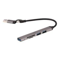 ราคา TECHPRO Port Hub 5-in-2 2xUSB 2.0/USB 3.0/Card reader SDTF Gray (8857882444765)