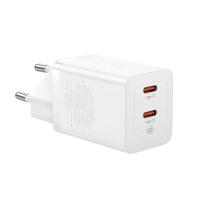 อะแดปเตอร์ Baseus Wall Charger 2 USB-C 40W White (TISI) (6932172667405)