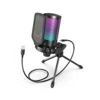 ไมโครโฟน Fifine A6V USB Mic Tripod Stand RGB Black (5031192993929)