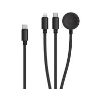 ราคา สายชาร์จ UKIKI 3-in-1 Multifunctional Cable 100W 1.2M Black (K3in1-03BK) (8859883267343)