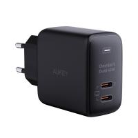 อะแดปเตอร์ AUKEY Wall USB Charger 2 USB-C Omnia II Dual 45W GaN Black (PA-B4T BK) (689323787500)