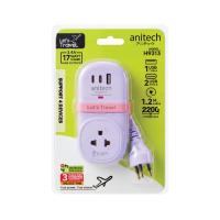 ปลั๊กไฟ Anitech TIS Travel Plug 2200W 1Socket 1.2M USB:1A+2C 17W H9313-PU (8859221726853)