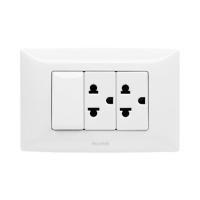 ราคา ชุดเต้ารับคู่ 3 ขา + สวิตซ์ 1 ทาง HACO AP-E21 สีขาว (1197539)