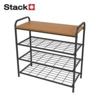 ราคา ชั้นรองเท้า 3 ชั้น พร้อมท็อปไม้ STACKO FLEXI 70X30X68 ซม. สีเทา (1273400)