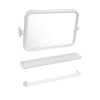 ราคา กระจกพลาสติกชุดเหลี่ยม 3 ชิ้น ELEGANCE EG-9601 สีขาว (1253610)