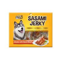 ราคา ขนมสุนัข PET8 SASAMI JERKY ไก่พันเส้นปลา 140 ก. (1203420)