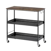 ราคา ชั้นวางของเหล็ก 3 ชั้น พร้อม TOP ไม้ มีล้อ STACKO RUSTIC 80x40x81.2 ซม. สีดำ (1293173)