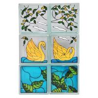 ราคา อิฐแก้ว 19x19x8 ซม. ช้างแก้ว ชุดหงษ์ทอง สีทอง (1240347)