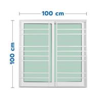 ราคา หน้าต่างบานเลื่อนอะลูมิเนียม พร้อมมุ้งลวดและเหล็กดัด S-S KPA โมเดิร์น 100x100 ซม. สีขาว (1308607)