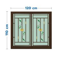 ราคา หน้าต่างบานเลื่อนอะลูมิเนียม พร้อมมุ้งลวดและเหล็กดัด S-S KPA ผีเสื้อ 120x110 ซม. สีชา (1308608)