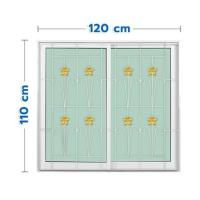 ราคา หน้าต่างบานเลื่อนอะลูมิเนียม พร้อมมุ้งลวดและเหล็กดัด S-S KPA ดอกไม้ทอง 120x110 ซม. สีขาว (1308613)