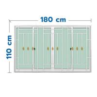 ราคา หน้าต่างบานเลื่อนอะลูมิเนียม พร้อมมุ้งลวดและเหล็กดัด F-S-S-F KPA โมเดิร์นหลุยส์ 180x110 ซม. สีขาว (1308625)