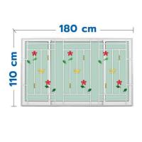 ราคา หน้าต่างบานเลื่อนอะลูมิเนียม พร้อมมุ้งลวดและเหล็กดัด S-F-S KPA ดอกไม้แดง 180x110 ซม. สีขาว (1308681)