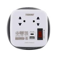 ราคา รางปลั๊กไฟพกพา 2 ช่อง 2USB 1A1C 2.4A 10A TOSHINO XP-UC 1.8 ม. สีขาว (1288376)