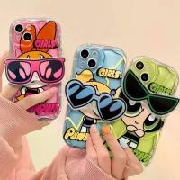ราคา Casing Compatible For Samsung Galaxy A13 A04S A14 A21S A22 M22 A23 A24 A30 A20 M10S A31 Crayon Cream Wave Edge Power-puff Girls Sunglasses Bracket Cartoon 3D Cute Cellphone Case (1729677450231449841)