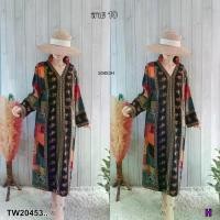 ราคา Garden Clothes ชุดเดรส ชุดเดรสคอวี ทรงปล่อย แขนยาวปล่อยปลายแขน .. สีลาย 10 (1732218736533867199)