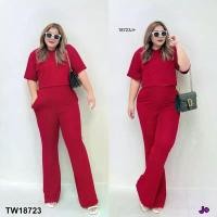 ราคา Garden Clothes ชุดเซ็ท SET 2 ชิ้น #BIGSIZE เสื้อครอป + กางเกงขาม้า .. สีแดง (1732225589630110399)