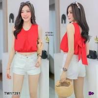 ราคา Garden Clothes เสื้อเชิ้ต & เบลาส์ เสื้อ #สาวอวบ คอกระเช้าแต่งโบว์หลัง.. สีแดง (1732225587017190079)