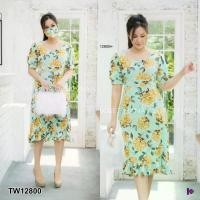 ราคา Garden Clothes ชุดเดรส เดรส #สาวอวบ คอเหลี่ยมผูกโบว์หลัง+แมส ลายดอก สีเขียว (1732218811520748223)
