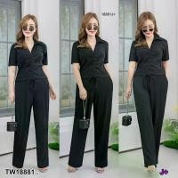 ราคา Garden Clothes ชุดเซ็ท SET 2 ชิ้น #สาวอวบ เสื้อรูดหน้า + กางเกงขายาว .. สีดำ (1732225628675869375)