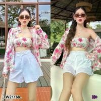 ราคา Garden Clothes ชุดเซ็ท SET 3 ชิ้น เสื้อเชิ้ต + เกาะอก + กางเกงขาสั้น .. สีชมพู (1732218754368572095)