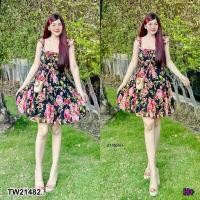 ราคา Garden Clothes ชุดเดรส มินิเดรส สายเดี่ยว ระบายแขน กระโปรงระบาย 3 ชั้น .. สีดำ (1732218761451702975)