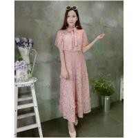 ราคา Garden Clothes ชุดเดรส แม็กซี่เดรสผ้าลูกไม้ ทรงคลุมไหล่ สีชมพู (1732218755788343999)