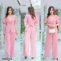 ราคา Garden Clothes ชุดเซ็ท SET #สาวอวบ 2 ชิ้น เสื้อคอปกเทเลอร์ + กางเกงขายาว .. สีชมพู (1732218755817179839)