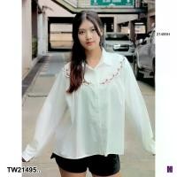 ราคา Garden Clothes เสื้อเชิ้ต & เบลาส์ เสื้อเชิ้ตคอปกแขนยาว กระดุมมุก ระบายจับจิบหน้า .. สีขาว (1732218764493163199)