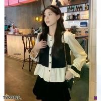ราคา Garden Clothes เสื้อเชิ้ต & เบลาส์ เสื้อแขนยาว สไตล์เกาหลีแต่งกั๊ก .. สีดำ (1732218760403651263)