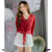 ราคา Garden Clothes เสื้อเชิ้ต & เบลาส์ เสื้อเชิ้ต คอปก แขนยาว ผูกด้านหน้า .. สีแดง (1732218727012272831)