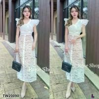 ราคา Garden Clothes ชุดเดรส เดรสกระโปรงยาว แขนระบาย คอวี .. สีขาว (1732225586723195583)