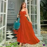 ราคา Garden Clothes ชุดเดรส เดรสสายเดี่ยว กระโปรงยาวบานระบาย .. สีส้มอิฐ (1732225616365849279)