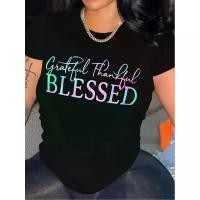ราคา เสื้อยืดคอกลมพิมพ์ลายตัวอักษรแฟชั่น, สำหรับผู้หญิง, สไตล์ลำลอง, เสื้อแขนสั้นใส่สบาย, เหมาะสำหรับสไตล์ฤดูใบไม้ผลิและฤดูร้อนน้ำหนักเบา, เหมาะสำหรับสวมใส่ทุกวัน (1731476389110384523)