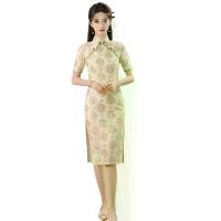 ราคา Cheongsam ลูกไม้แบบดั้งเดิมของจีน, คิกาปาหล่อเลี้ยงย้อนยุคฤดูร้อนใหม่, ชุดหางปลาสมัยใหม่, เสื้อผ้าผู้หญิง, Cheongsam พิมพ์สีขาวออฟไวท์พร้อมหัวเข็มขัดสีเขียว, ตกแต่งด้วยผ้าที่สะดว (1731421617551606937)