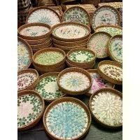 ราคา ถาดหวาย ฝังมุก ลายเปลือกหอย ใส่ขนมปัง เสริฟอาหาร รองชุดชา กาแฟ (1730177395793824346)