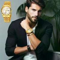 ราคา Bosck Man New รุ่นใหม่มีวัน และวันที่ DateJust ยี่ห้อ นาฬิกาข้อมือ เครื่องประดับ เรือนสีทอง ผู้ชายลดราคาถูก สายสแตนเลสทอง กันน้ำได้ รุ่น Bosck Men Gold (1729444326559484623)