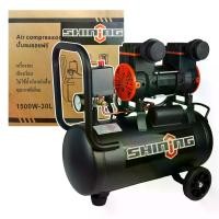ราคา SHINING ปั้มลมออยล์ฟรี ปั้มลม 30 ลิตร OIL FREE 2 แรงม้า ปั้มลมไฟฟ้า เครื่องมือช่าง ถังลม(ถังเต็ม)ลิตร เสียงเงียบ น้ำหนักเบา มีล้อลาก (สีดำ) (1729719419983923702)